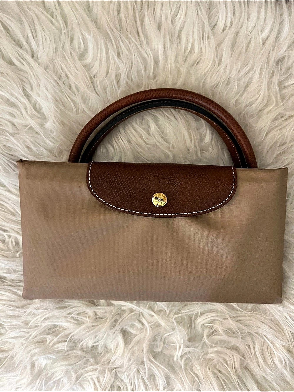 Longchamp Le Pliage Original Small Top Handle Bag in Brown & Tan XL